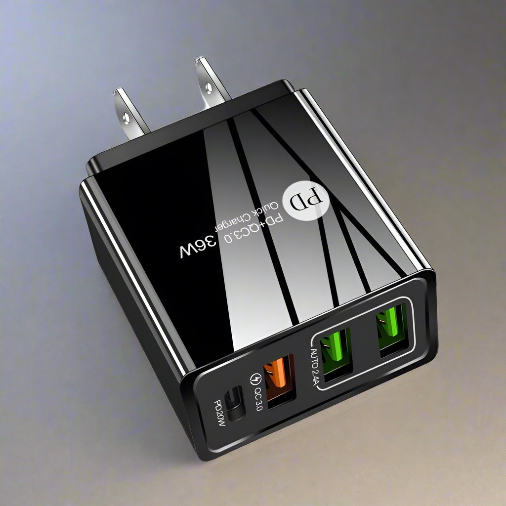 4-Port Wall Safe and Fast Charger Adapter USB Type-C